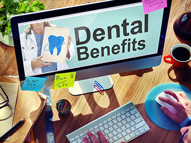 Computer screen showing dental benefits including dental insurance